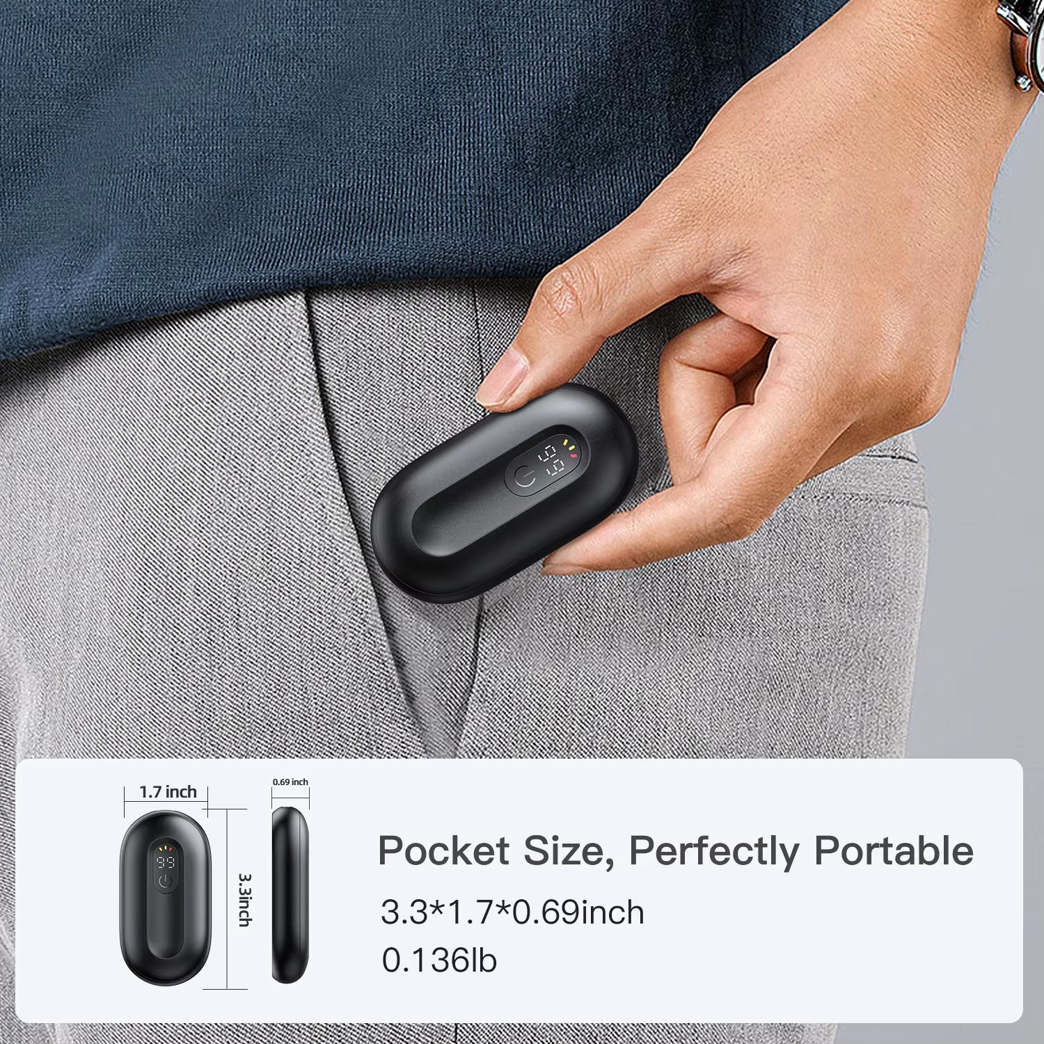 Hand Warmers Rechargeable 2 Pack Magnetic Electric Hand Warmer with Digital Display for Outdoor Sports&Christmas Gifts