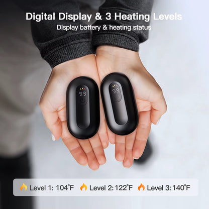 Hand Warmers Rechargeable 2 Pack Magnetic Electric Hand Warmer with Digital Display for Outdoor Sports&Christmas Gifts